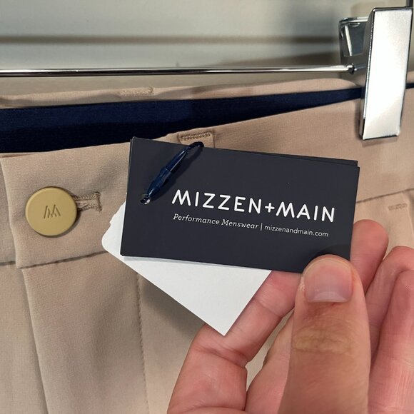 NWT Mizzen+Main Men's tan performance Slim Fit golf Pants 32 X 30 NEW - Picture 2 of 7